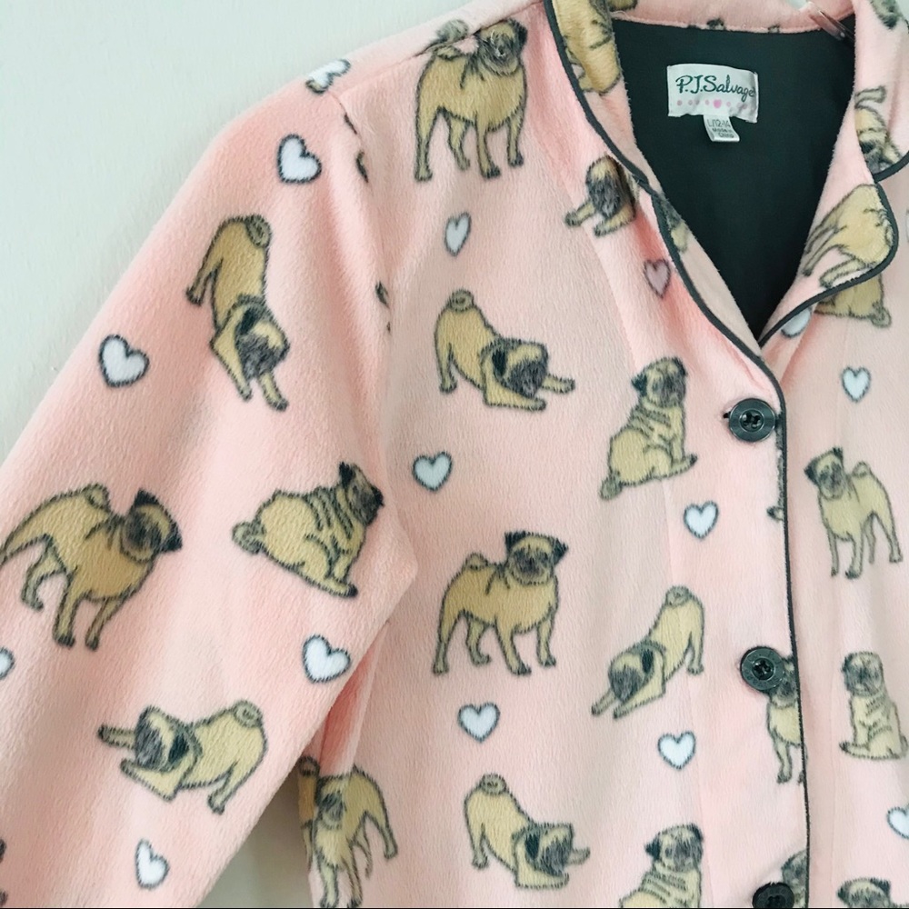 PJ Salvage Printed Flannel Pajama Set Pink L - Picture 4 of 16
